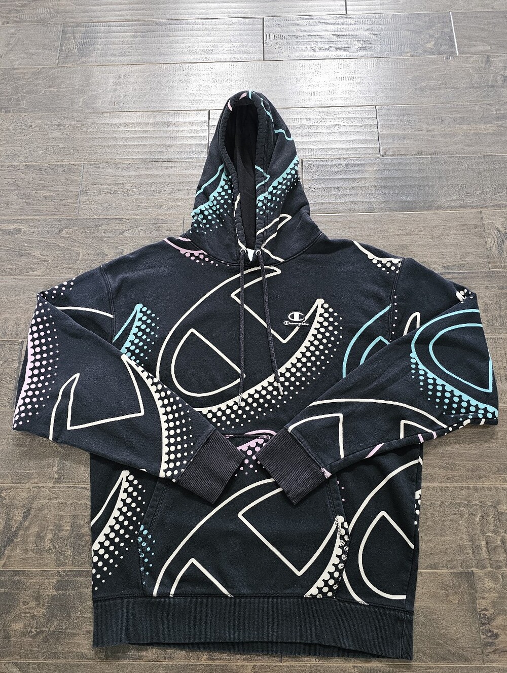 Champion Big Shadow Black Hoodie - Sz Medium - Unisex